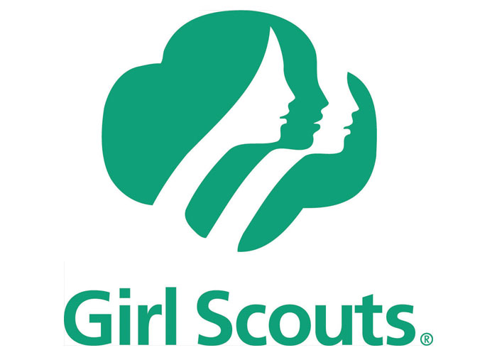 A girl scouts logo featuring the words Girl Scouts.