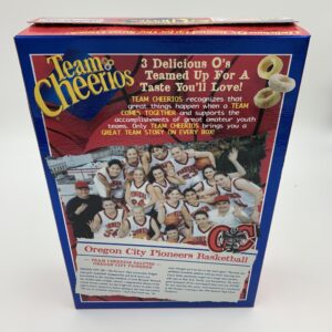 A box of cereal featuring a basketball team image, highlighting the history of women's basketball.