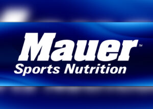 Mauer sports nutrition logo on a blue background.