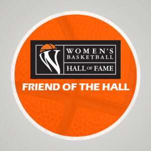 The logo for the women's basketball hall of fame friend of the hall.