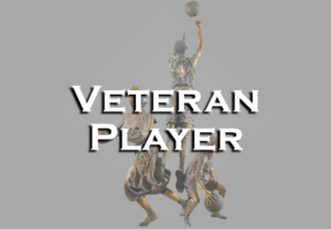 The words veteran player on a gray background.