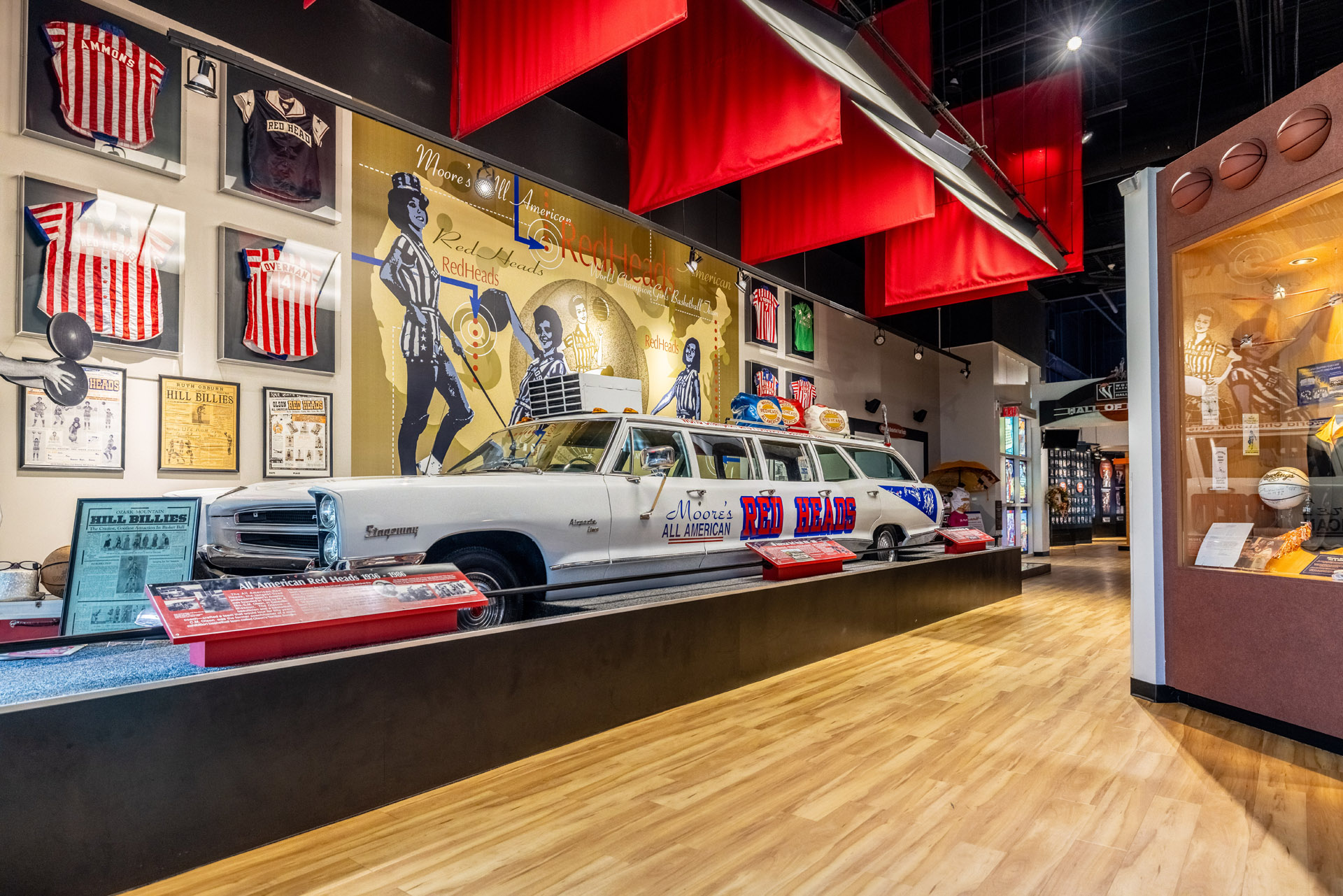 A car is on display at the Women's Basketball Hall of Fame museum.